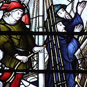 Medieval Stained Glass Ship in Ludlow Church