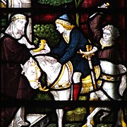 Stained Glass Window showing the Murder of King Edward the Martyr - � Nash Ford Publishing