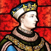Stained glass window featuring King Henry V - � Nash Ford Publishing